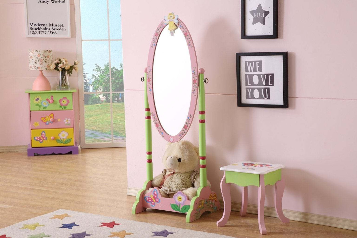 Kids Funnel Olivia the Fairy Girl‘s Wooden Standing Mirror