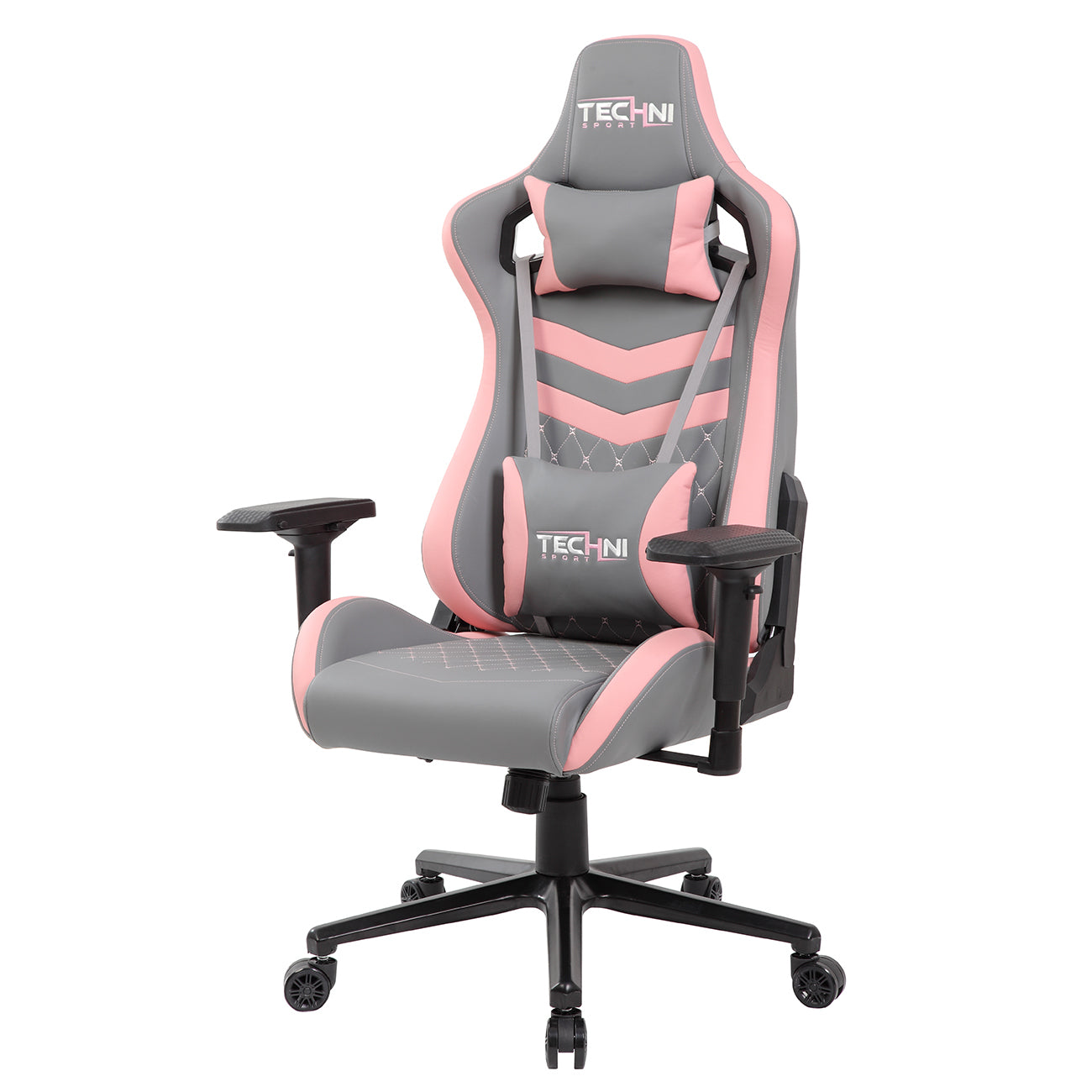 Techni Sport TS-83 Ergonomic High Back Racer Style PC Gaming Chair, Grey/Pink