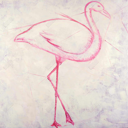 Flamingo sketch - 16x16 Print on canvas