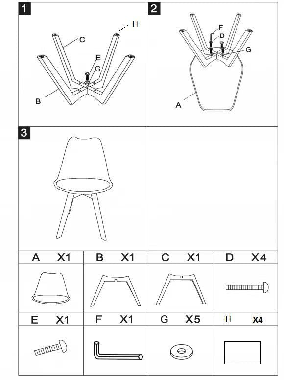 BB chair ,wood leg; pp back with cushion, ORANGE, 2 pcs per set