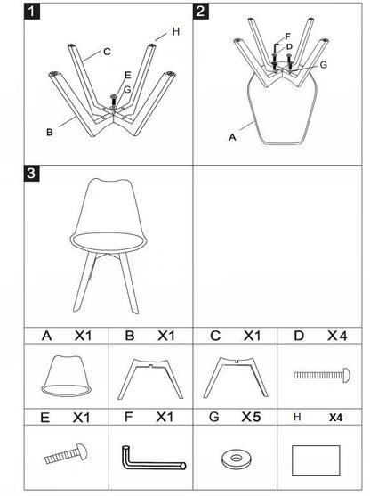 BB chair ,wood leg; pp back with cushion, ORANGE, 2 pcs per set