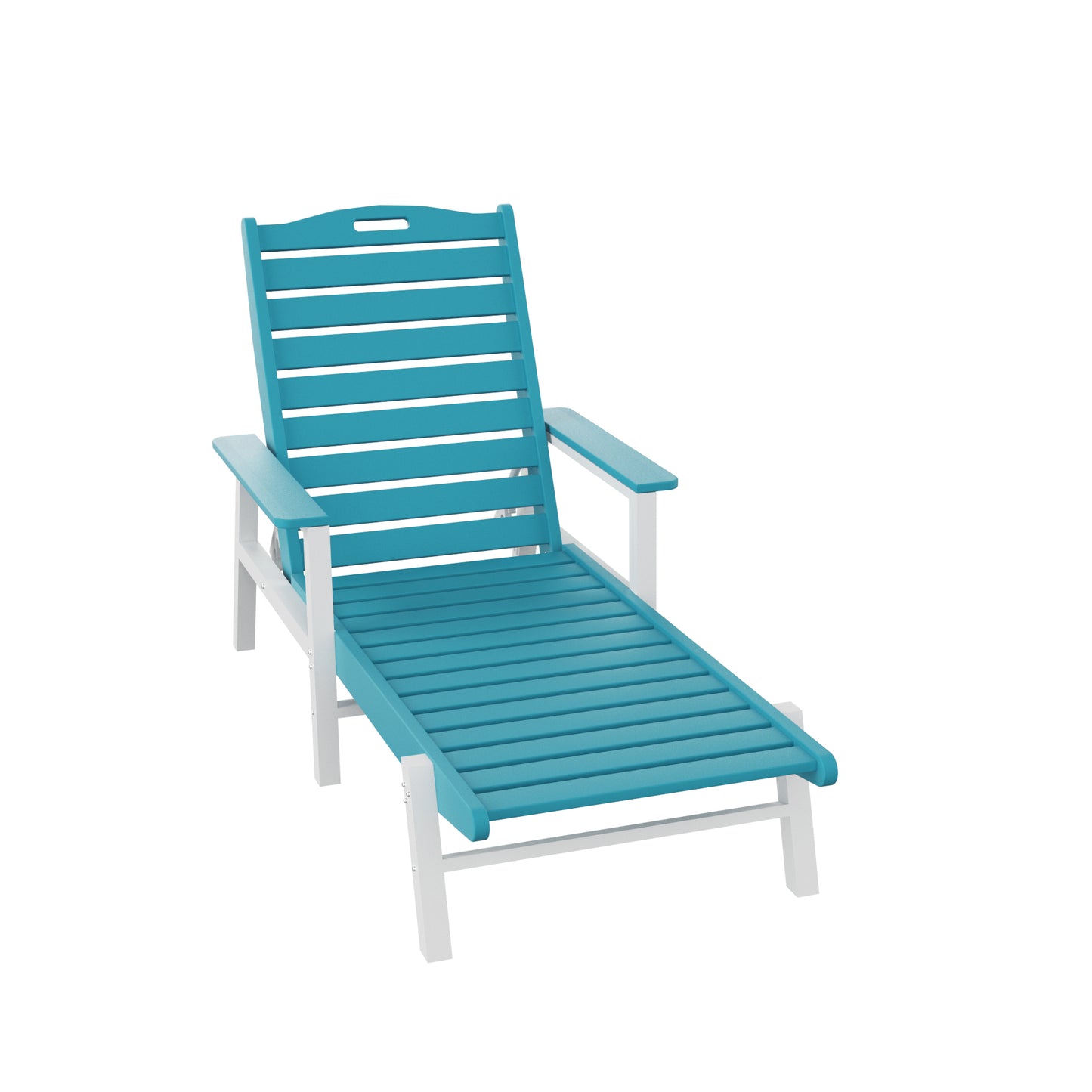 Pool chaise lounge Chair Poolside HDPE Adirondack with 6 adjuestable for indoor and outdoor  all weather waterproof, Blue+White