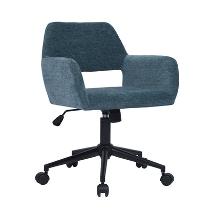 Fabric Upholstered Adjustable Swivel Office Chair, Blue