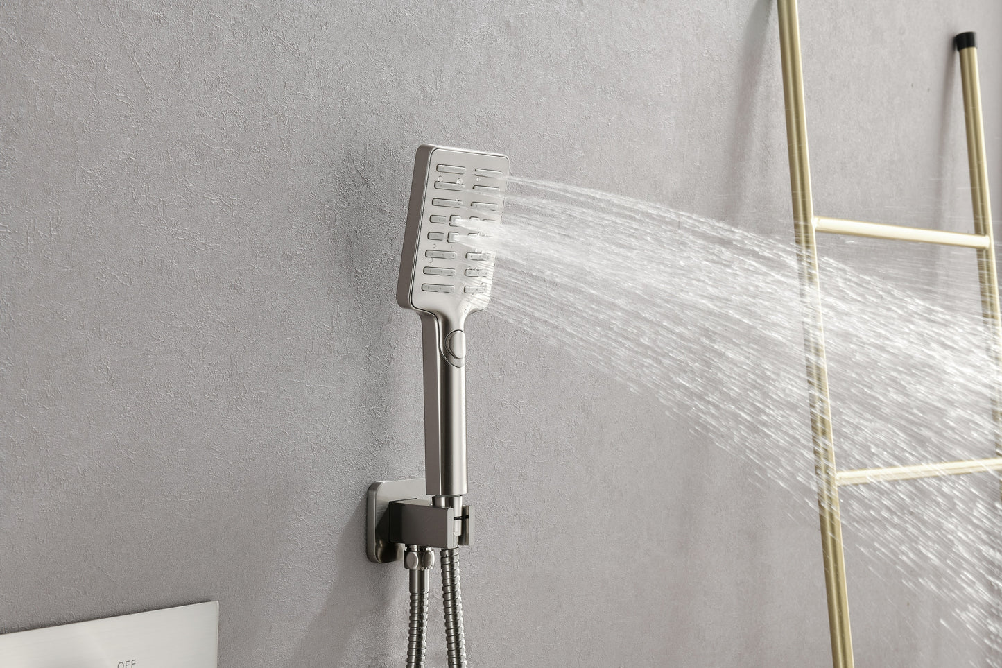 Wall Mounted Waterfall Rain Shower System With 3 Body Sprays & Handheld Shower