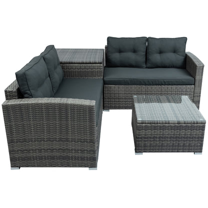 U_STYLE Outdoor Furniture Sofa Set with Large Storage Box