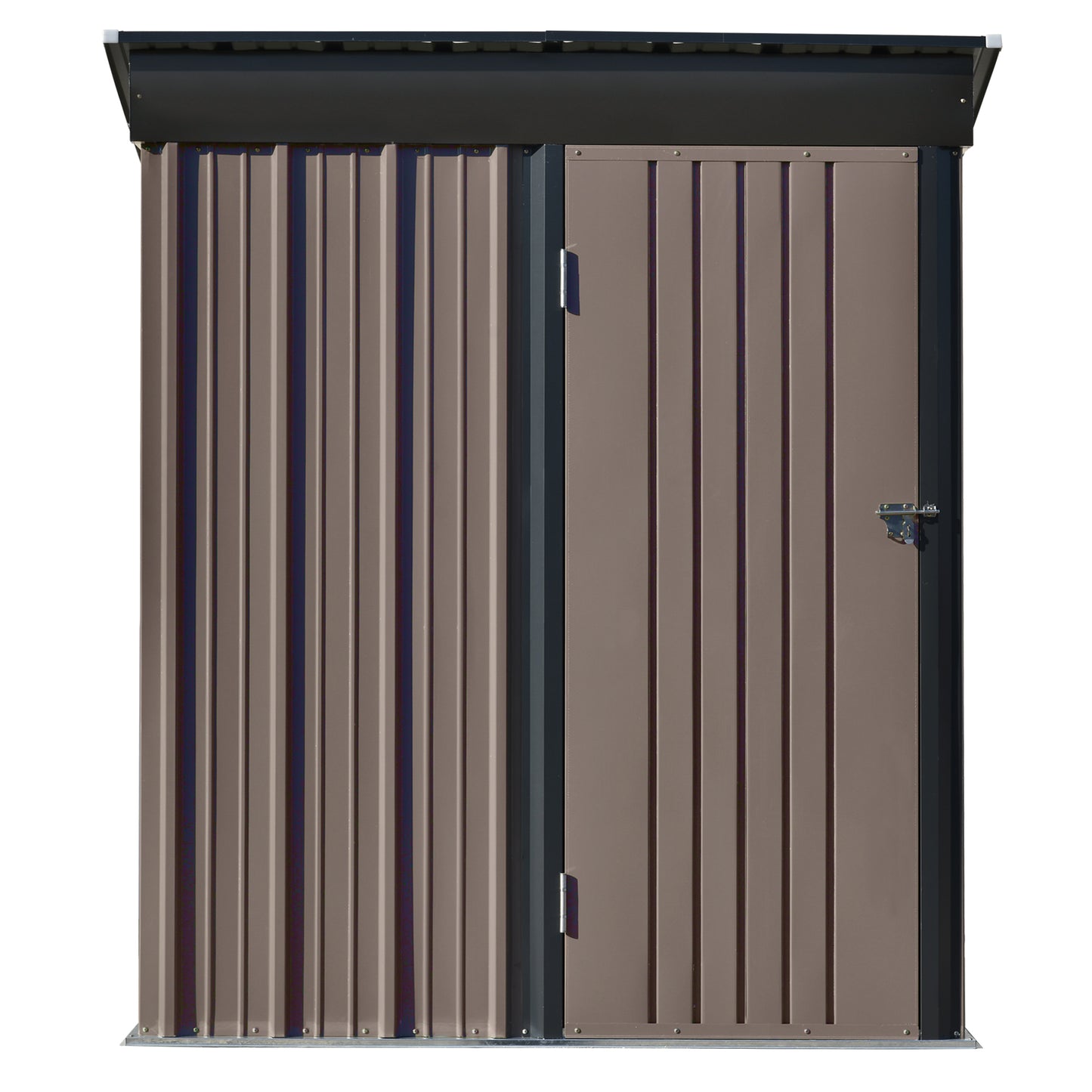 TOPMAX Patio 5ft Wx3ft. L Garden Shed, Metal Lean-to Storage Shed with Lockable Door, Tool Cabinet for Backyard, Lawn, Garden, Brown