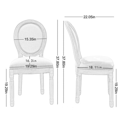 HengMing Upholstered Fabrice French Dining  Chair with rubber legs,Set of 2