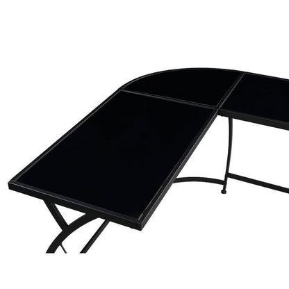 ACME Janison Desk, Black Glass & Black 92590