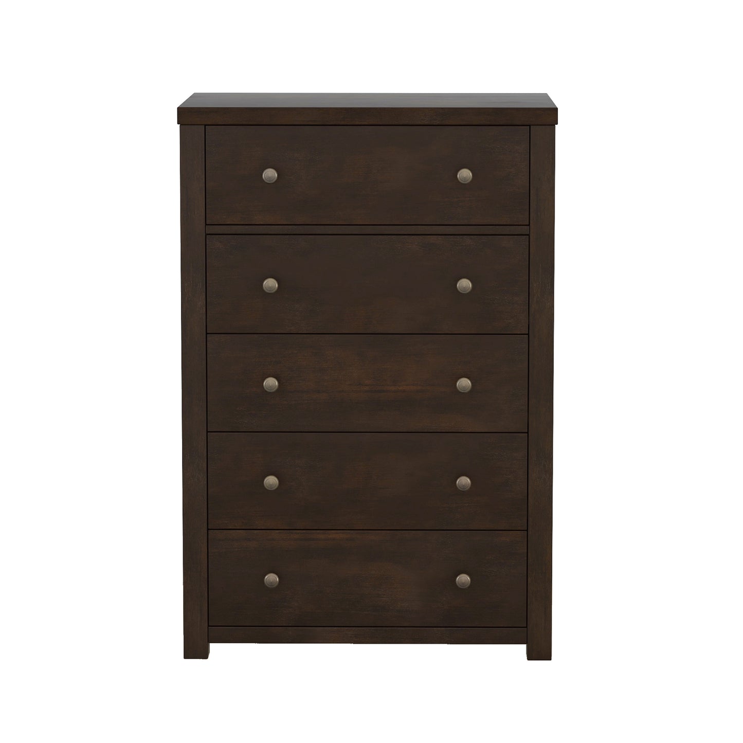 Vintage Aesthetic 5 Drawers Solid Wood Chest in Rich Brown (Chest of Freely Configurable Bedroom Sets)