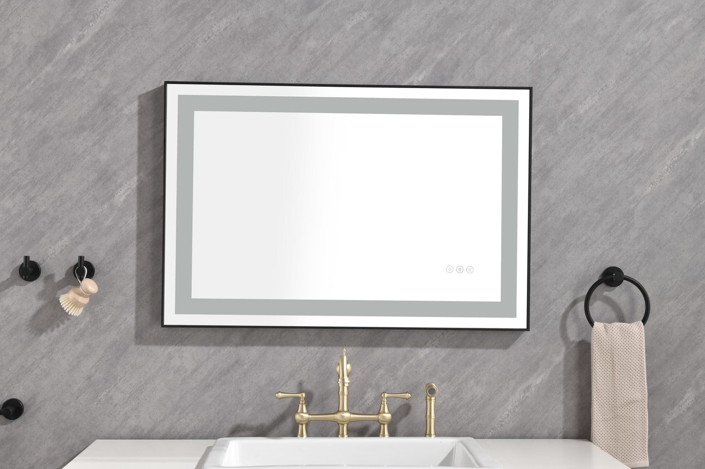 36*24 LED Lighted Bathroom Wall Mounted Mirror with High Lumen+Anti-Fog Separately Control