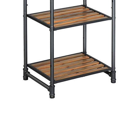 5 Tier Metal Frame Plant Stand with Adjustable Shelves, Brown and Black