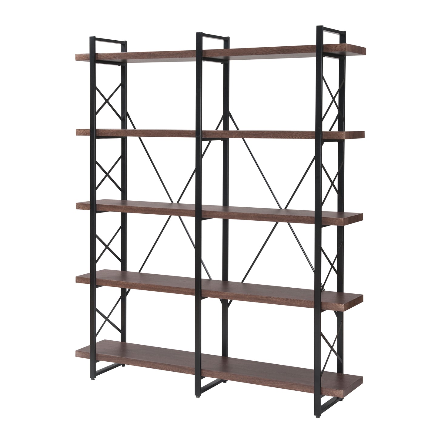 [VIDEO] Home Office 5 Tier Bookshelf, X Design Etageres Storage Shelf, Industrial Bookcase for Office with Metal Frame