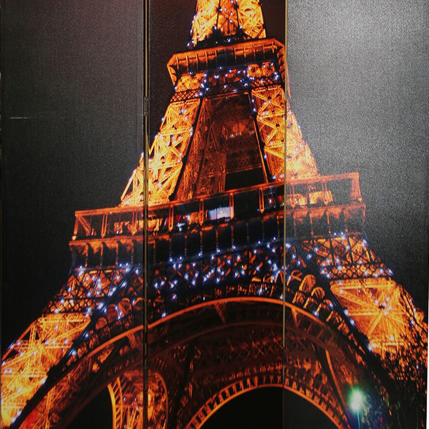 71 Inch 3 Panel Room Divider, EIFFEL TOWER Digital Print, Multicolor