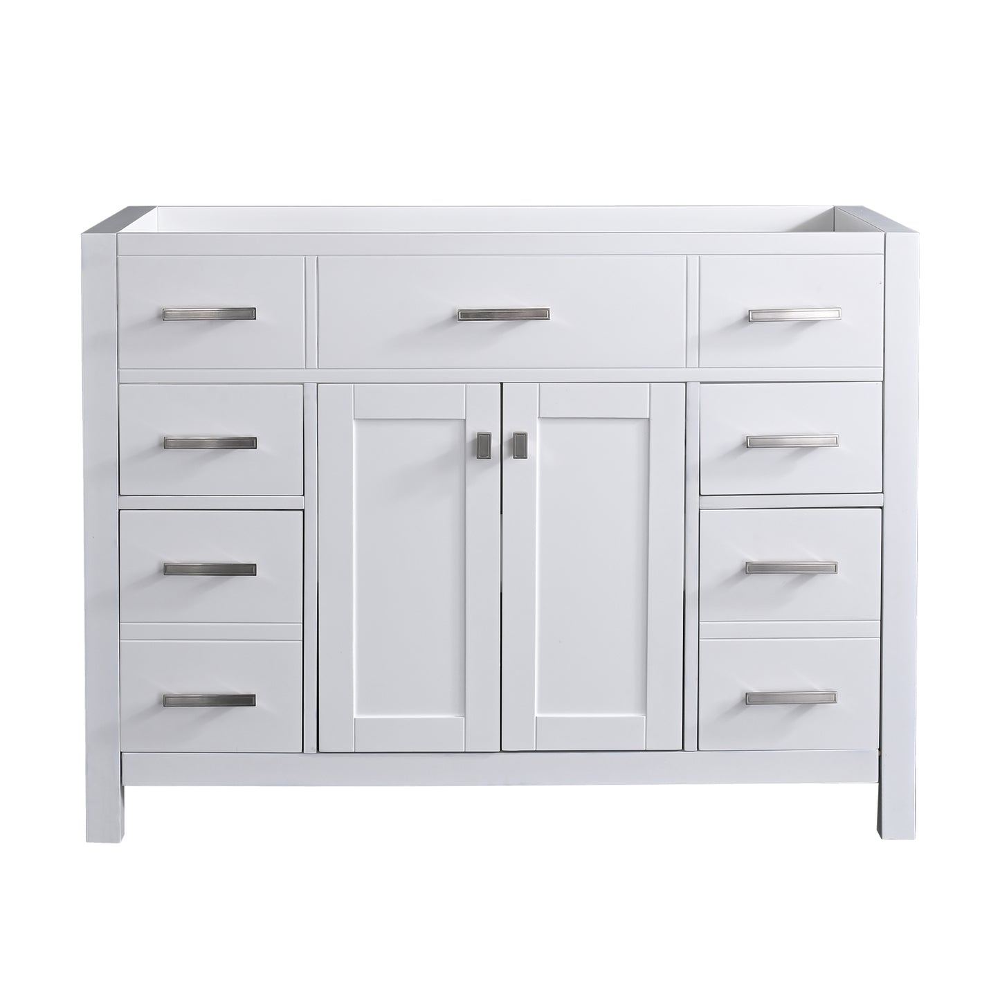 48 Inch Bathroom Storage Cabinet with Two Doors and Drawers in White, Vanity Base only