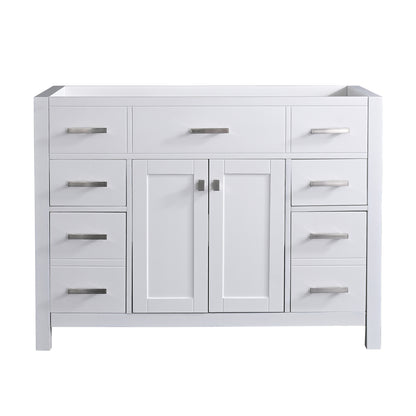 48 Inch Bathroom Storage Cabinet with Two Doors and Drawers in White, Vanity Base only