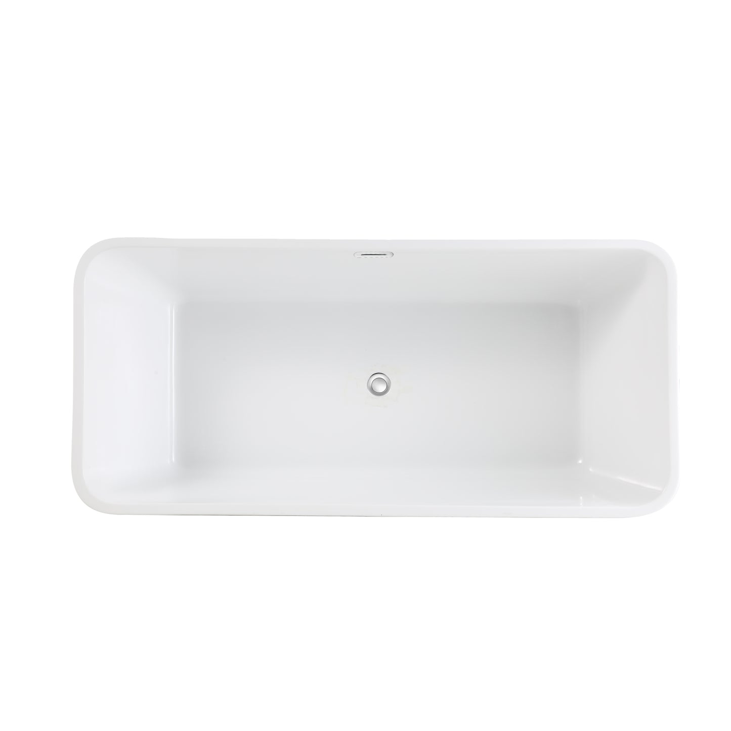 67"L x 31.5\'\'W Acrylic Art Freestanding Alone White Soaking Bathtub with Brushed Nickel Overflow and Drain
