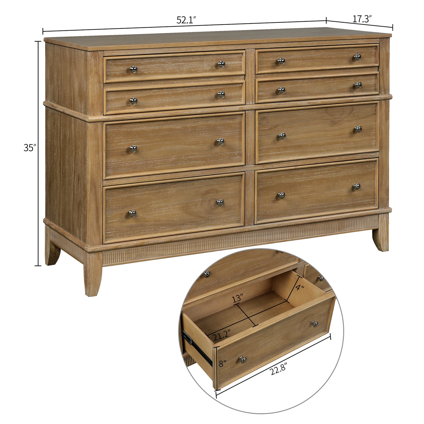 Hazel 6 Drawers Dresser Solid Wood