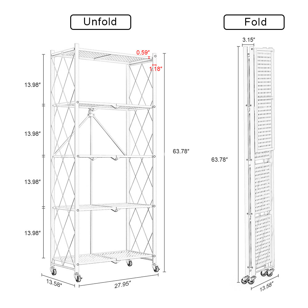 5-Shelf Foldable Storage Shelves for home