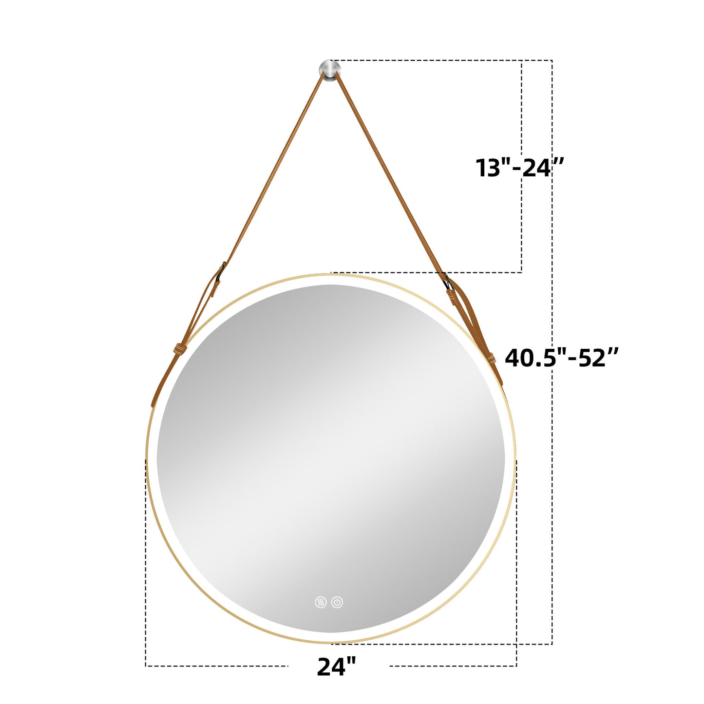 Bathroom LED Mirror 24 Inch Round Bathroom Mirror with Lights Smart 3 Lights Dimmable Illuminated Bathroom Mirror Wall Mounted Large LED Mirror Anti-Fog Lighted Vanity Mirror