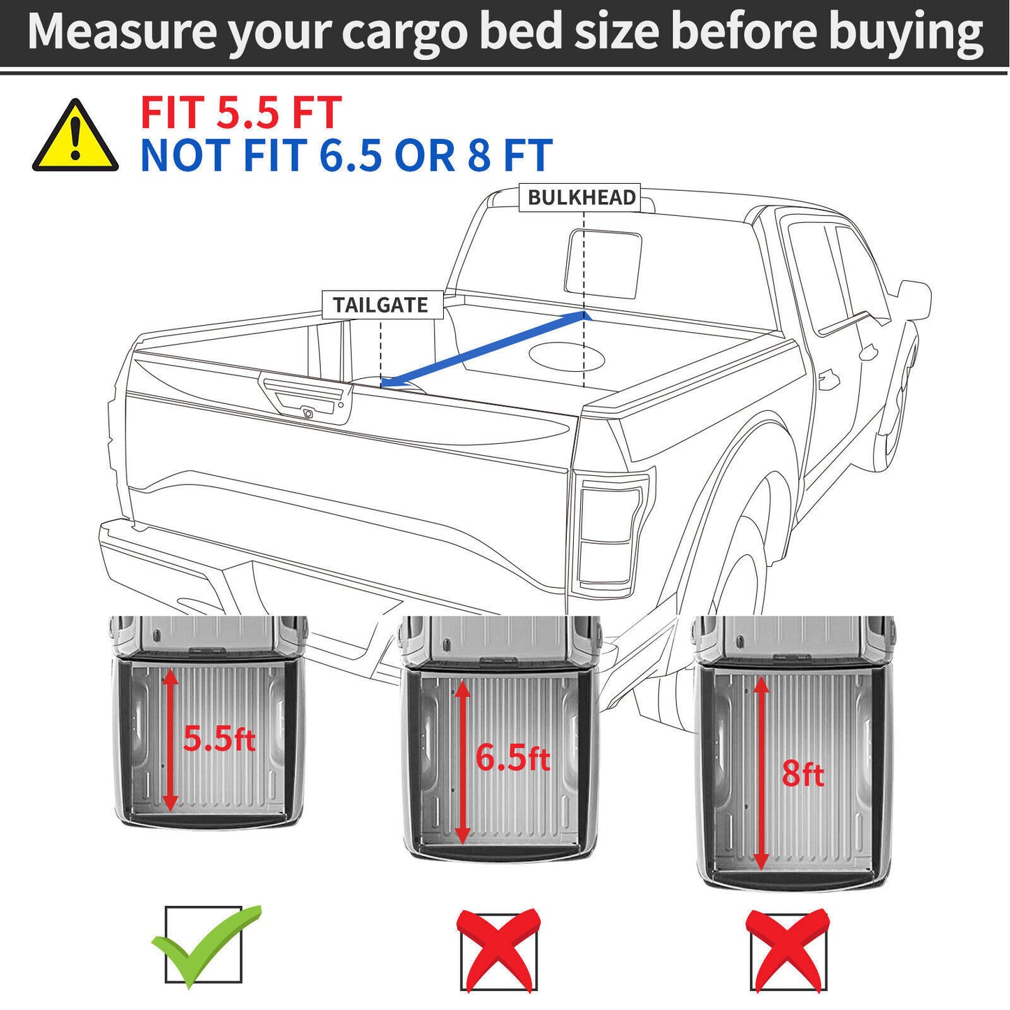 Soft Roll Up 5.5ft Truck Bed Tonneau Cover for 2015-2022 Ford F-150 F150