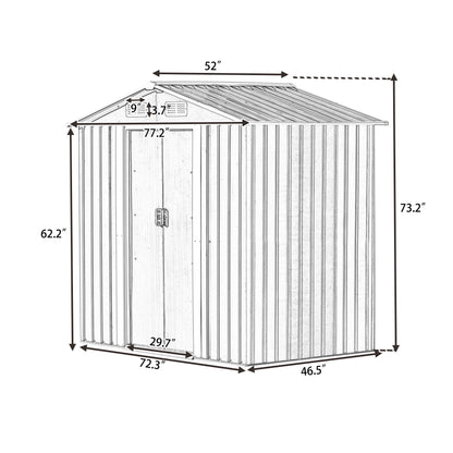 TOPMAX Patio 6ft x4ft Bike Shed Garden Shed, Metal Storage Shed with Lockable Door, Tool Cabinet with Vents and Foundation for Backyard, Lawn, Garden, Gray