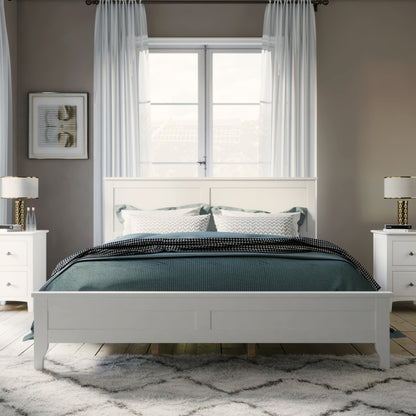 Modern White Solid Wood Queen Platform Bed