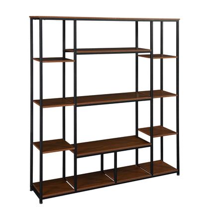 [VIDEO] Bookcase and Bookshelf, Home Office 5 Tier Bookshelf, Open Freestanding Storage Shelf with Metal Frame, Brown