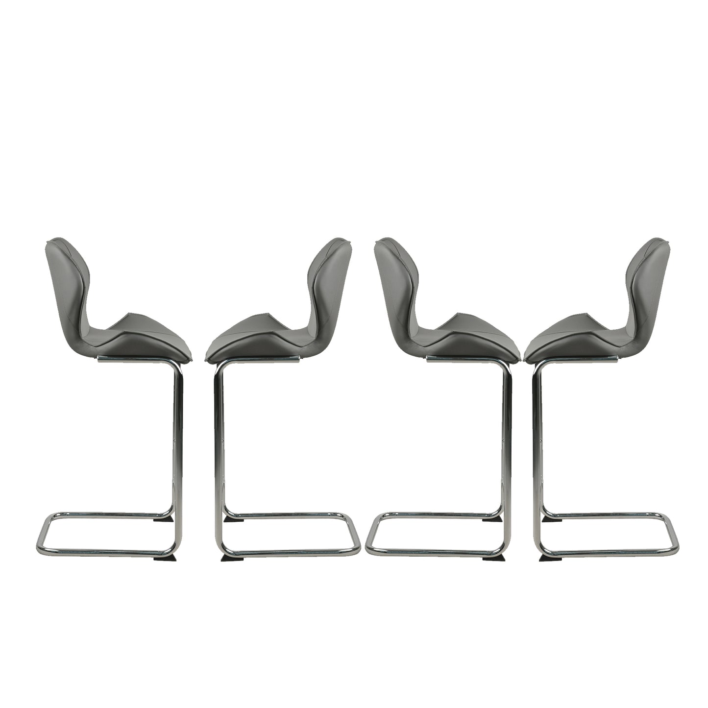 Bar chair modern design for dining and kitchen barstool with metal legs set of 4 (Grey)