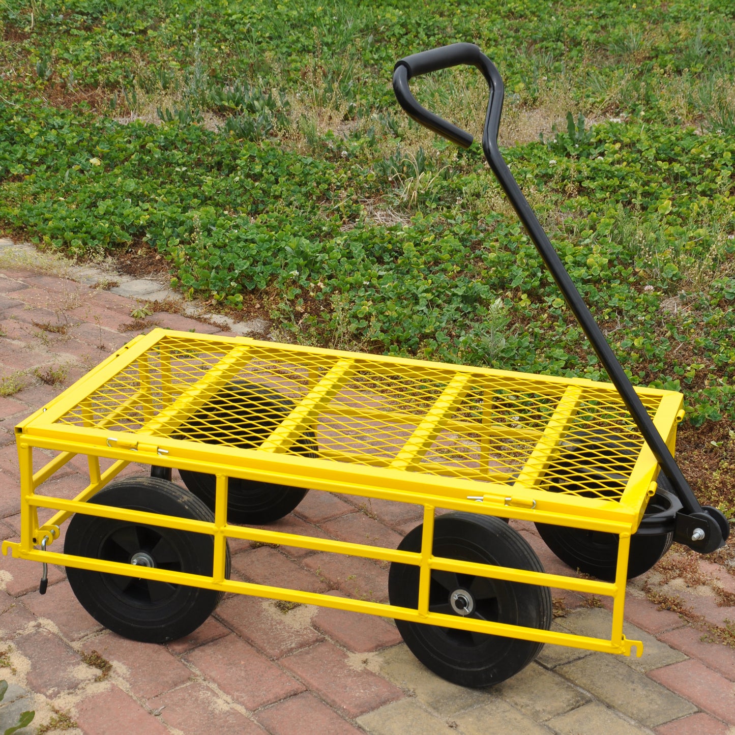 Tools cart Wagon Cart Garden cart trucks make it easier to transport firewood （Yellow colour）