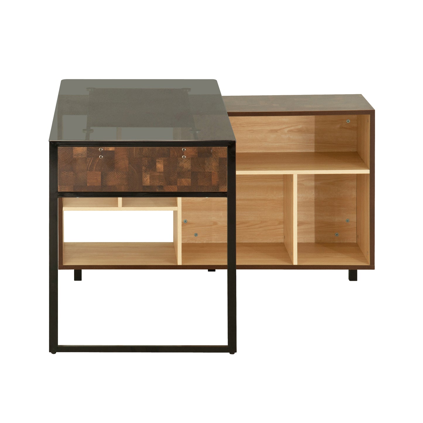 Techni Mobili L-Shape Corner Desk with Multiple Storage, Oak