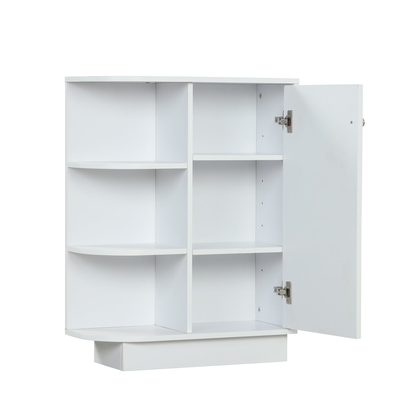 Open Style Shelf Cabinet with Adjustable Plates Ample Storage Space Easy to Assemble, White