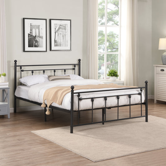 Full Size Metal Bed Frame with Headboard and Footboard(BLACK)