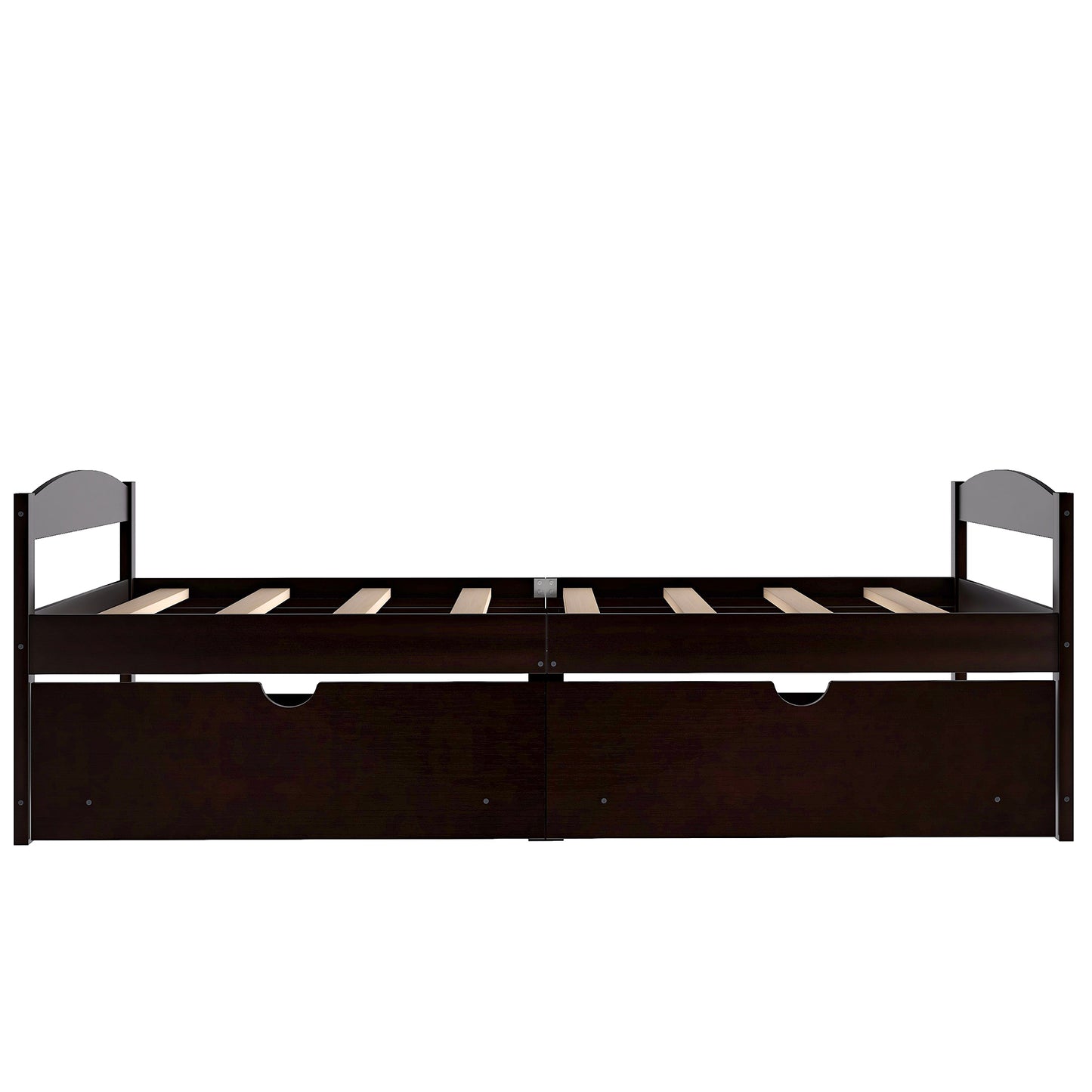 Twin size platform bed, with two drawers, espresso（New）