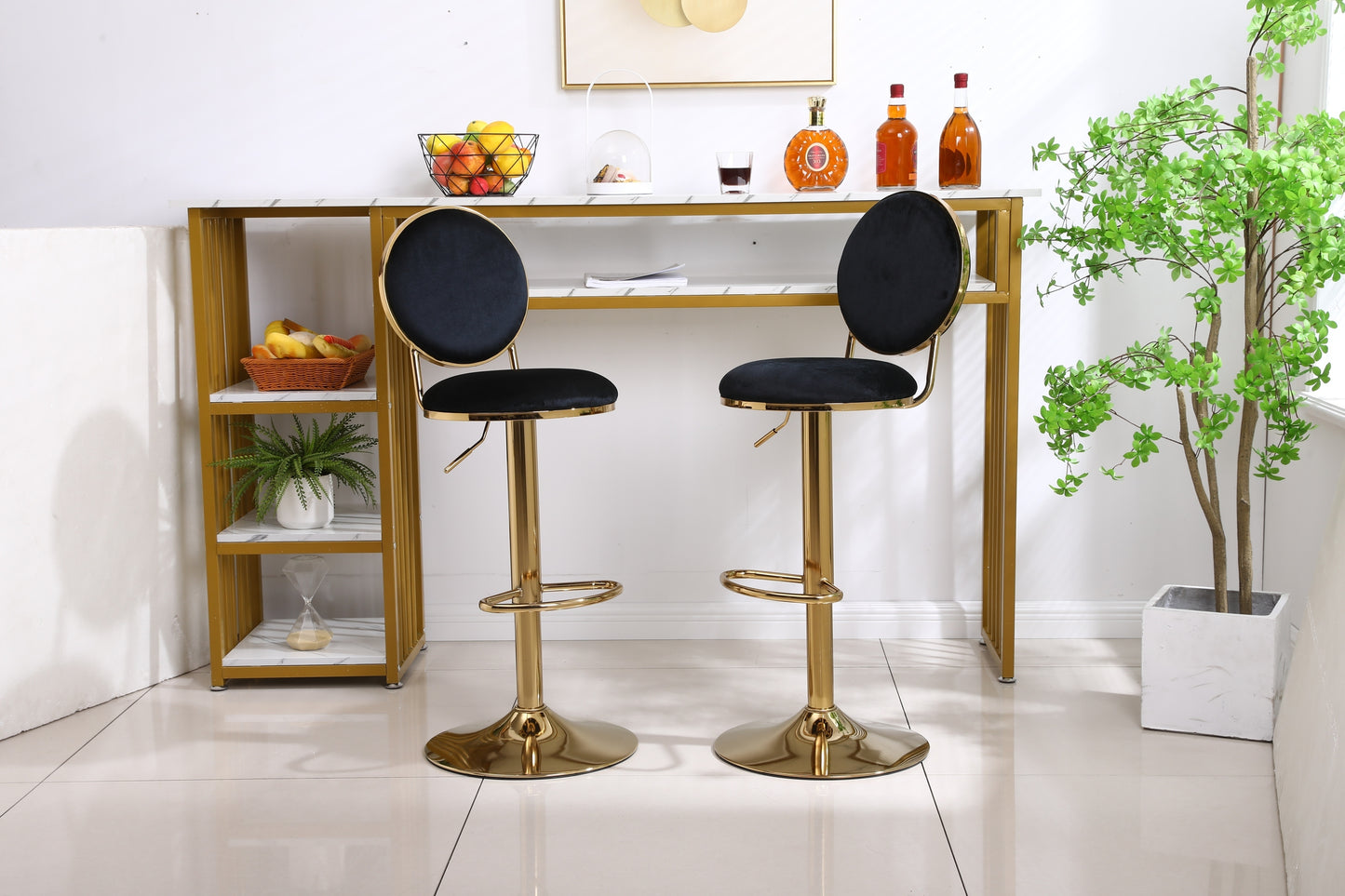 Bar Stools with Back and Footrest Counter Height Dining Chairs  2pcs/ctn