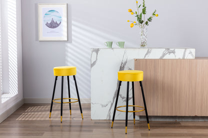 Counter Height Bar Stools Set of 2, Velvet Kitchen Stools Upholstered Dining Chair Stools 24 Inches Height with Golden Footrest for Kitchen Island Coffee Shop Bar Home Balcony,