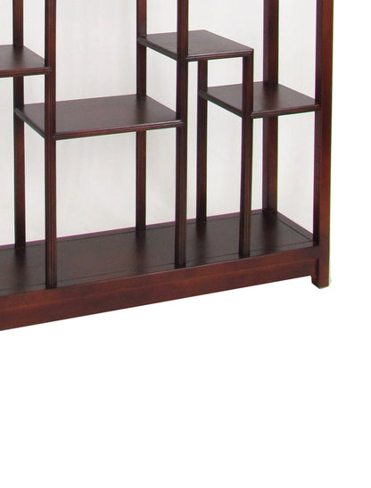 Arch Shape Display Unit with Asymmetric Shelves, Dark Brown