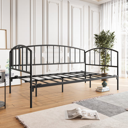 Metal Daybed Frame Twin Size Heavy Duty Metal Slats Sofa Bed Platform Mattress Foundation Black