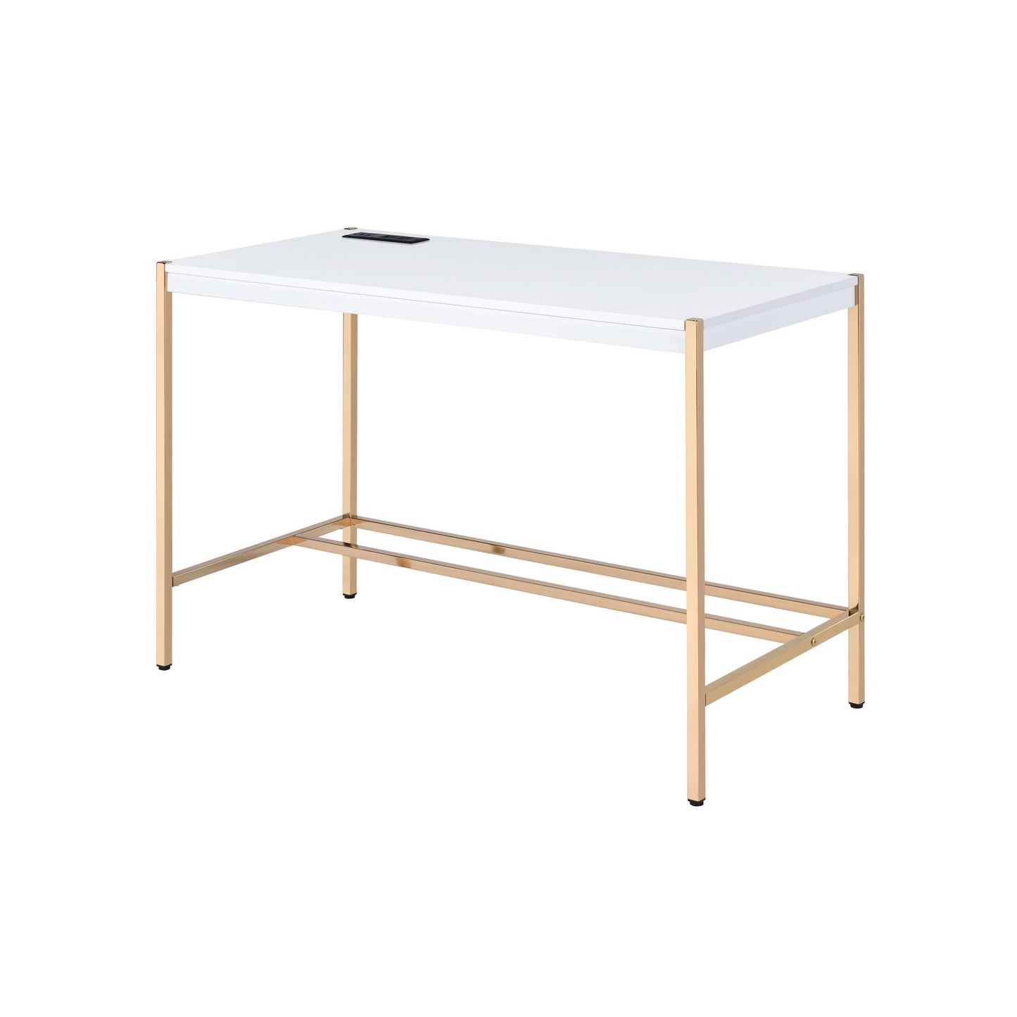 ACME Midriaks Writing Desk w/USB Port in White & Gold Finish OF00020