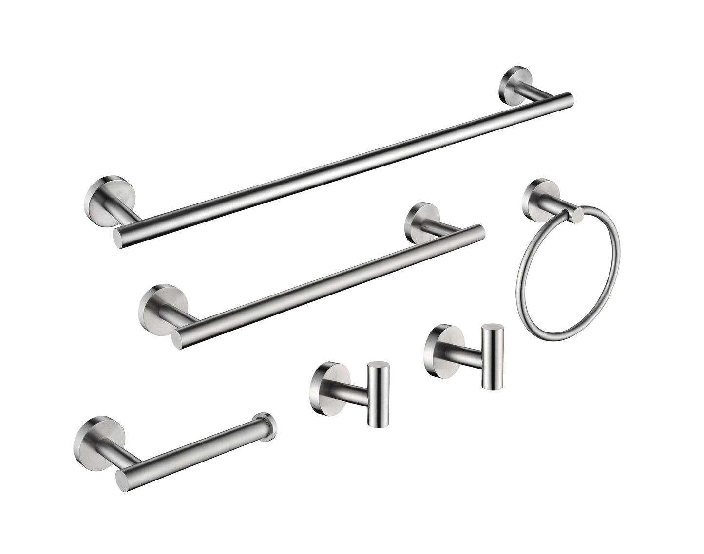 6 Piece Stainless Steel Bathroom Towel Rack Set Wall Mount On-Site