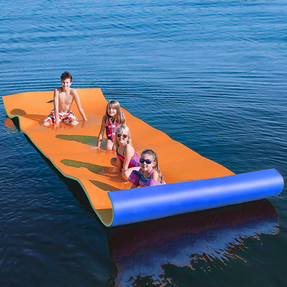 12 x 6 FT Floating Water Mat Foam Pad Lake Floats Lily Pad, 3-Layer XPE Water Pad with Storage Straps for Adults Outdoor Water Activities