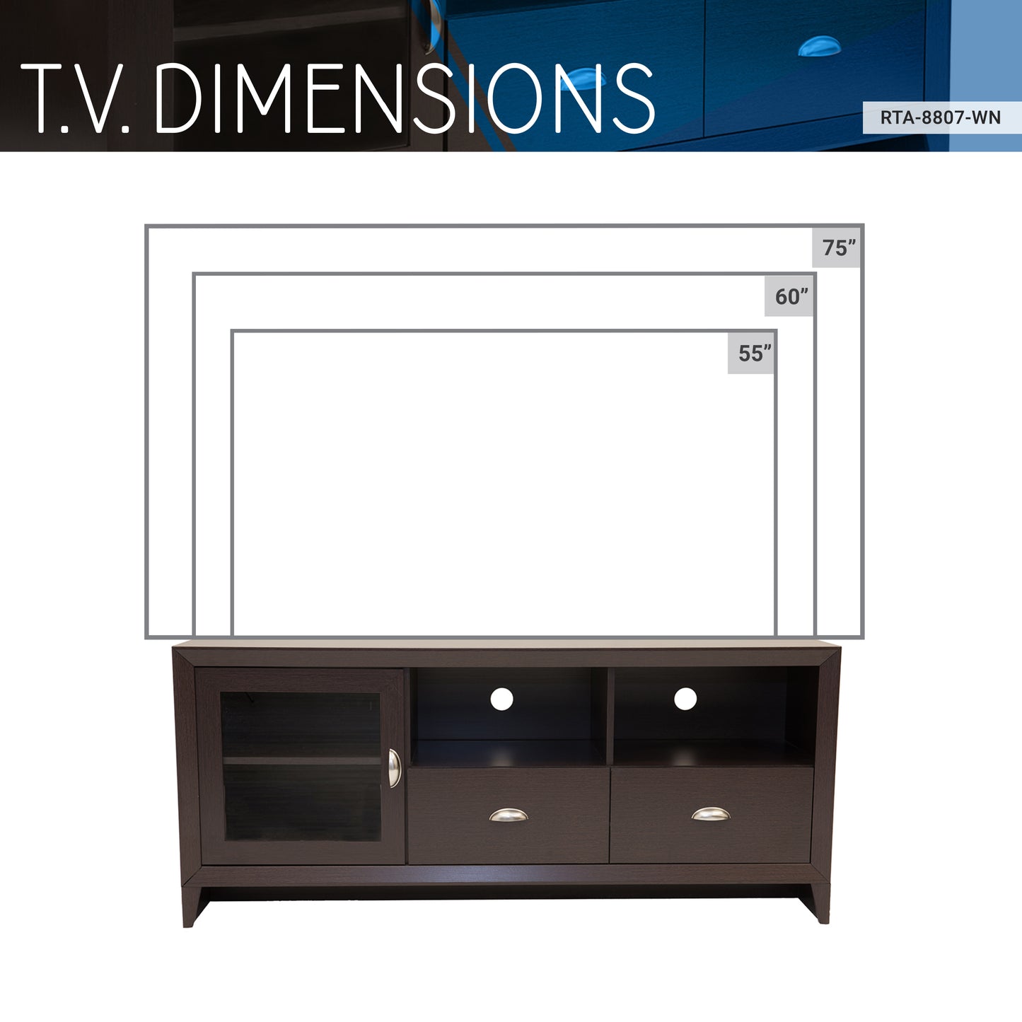 Techni Mobili Modern TV Stand with Storage for TVs Up To 60", Wenge