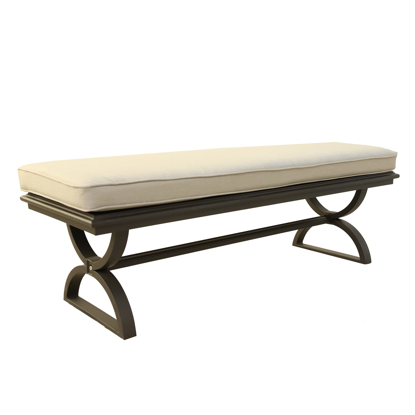 Outdoor Aluminum Bench with Cushion, Chocolate Silk/Sand Dollar