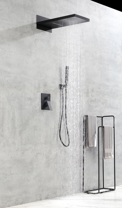 Shower System,Waterfall Rainfall Shower Head with Handheld, Shower Faucet Set for Bathroom Wall Mounted