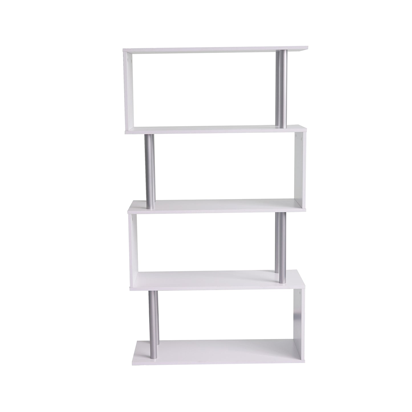 4-Tier Geometric Bookcase, White