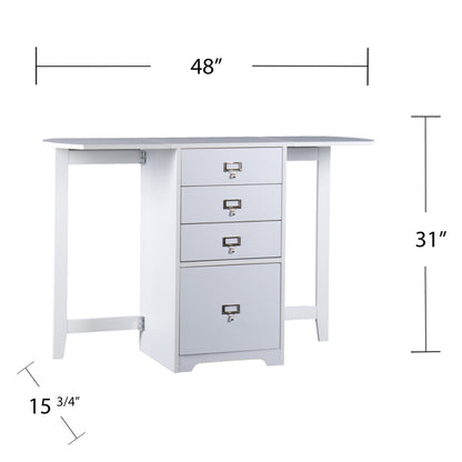 Fold-Out Organizer and Craft Desk - White