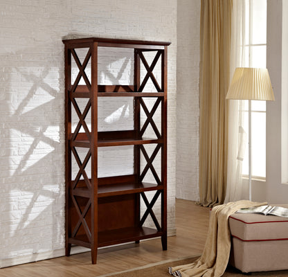 4 Tier Bookcases, 67‘’ Bookshelf with Sturdy Solid Frame, Shelves for Home and Office Organizer, Walnut