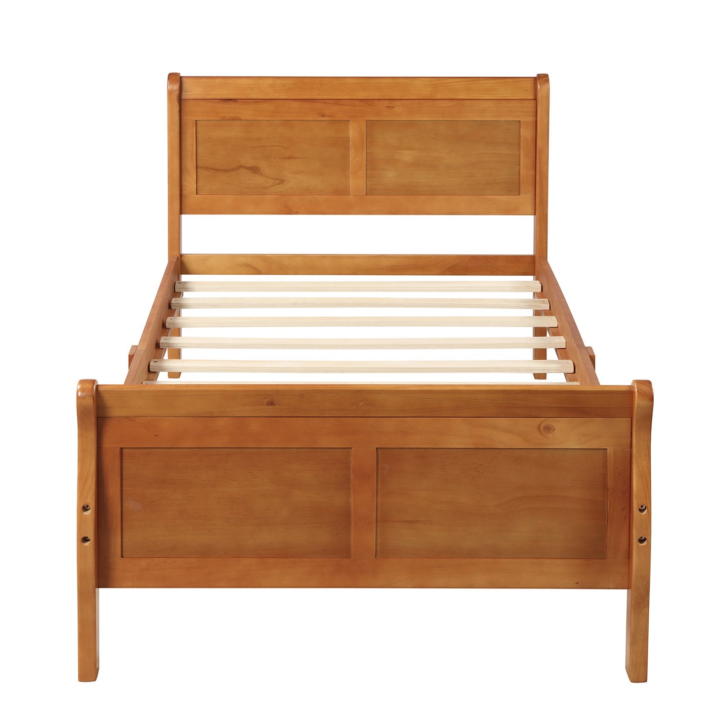 Wood Platform Bed Twin Bed Frame Mattress Foundation Sleigh Bed with Headboard/Footboard/Wood Slat Support