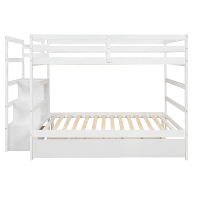 Full over Full Bunk Bed with Twin Size Trundle (White)(OLD SKU :LP000033AAK)