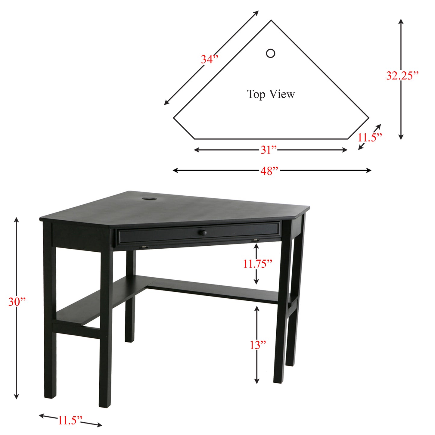 Wardboro Corner Computer Desk - Black