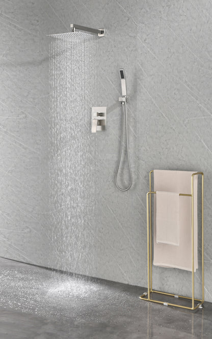 Shower System with Shower Head, Hand Shower, Hose, Valve Trim, Lever Handles and Niche